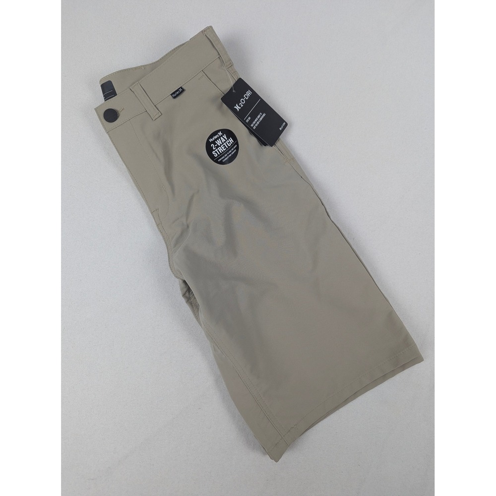 Hurley Boys Khaki H2O-Dri Regular Fit 2-Way‎ Stretch Shorts Sz 20 Hiking Outdoor